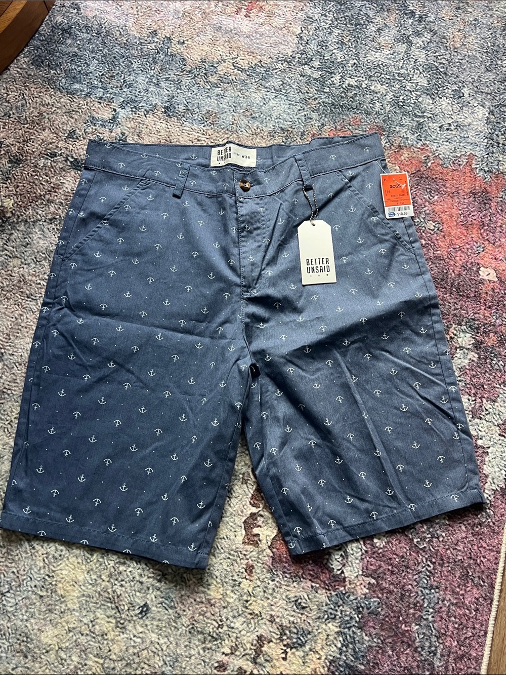 Navy Anchor Print Men’s Shorts